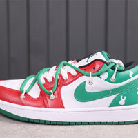 Low Top Sneakers, White Green Colorway, Lace Up Design, Casual Gift for Sneaker Fans