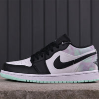 Low Top Sneakers, Black Green Colorway, Tie Dye Pattern, Gradient Colorway, Lace Up Design, Casual Gift for Sneaker Fans