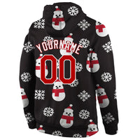 3D Holiday Winter Hoodie, Custom Christmas Snowman Pullover Hoodie, Stitched Name Number Sweatshirt Hoodie, Xmas Sports Fan Present