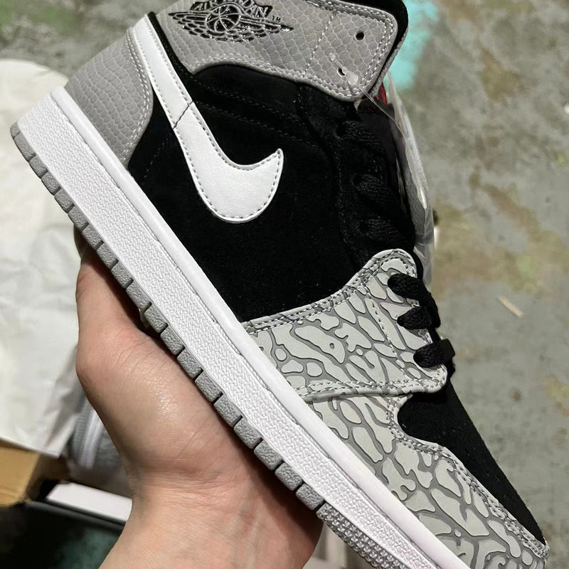 Retro Mid Top Basketball Shoes, Black Gray Colorway, Lace Up Design, Casual Gift for Shoe Lovers