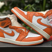 High Top Sneakers, Orange White Colorway, Lace Up Design, Casual Gift for Sneaker Fans