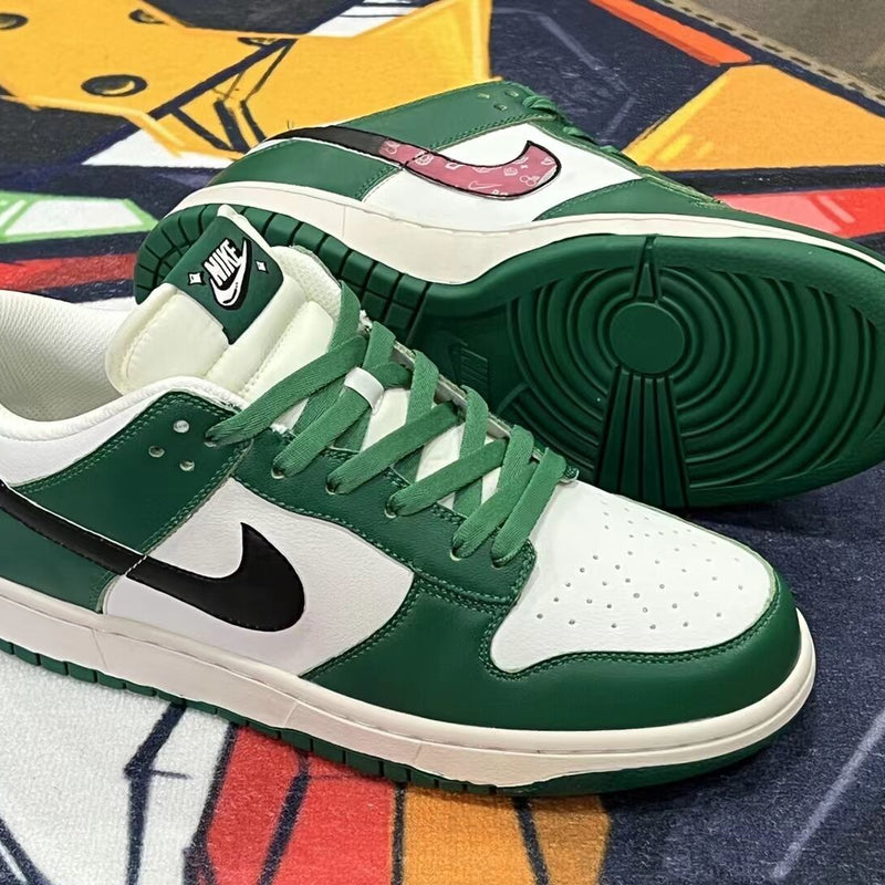 Low Top Sneakers, Green White Colorway, Lace Up Design, Casual Gift for Sneaker Fans