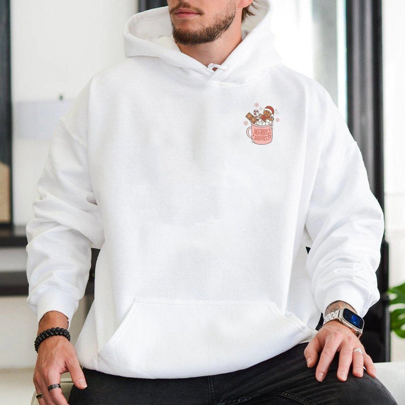 Adorable Christmas Iced Coffee Sweatshirt, Merry and Bright Gingerbread Hoodie, Holiday Cookie Graphic Pullover, Comfy Winter Festive Hoodie