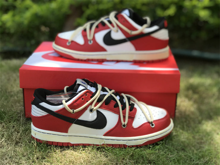Low Top Sneakers, Red Cream Colorway, Lace Up Design, Casual Gift for Sneaker Fans