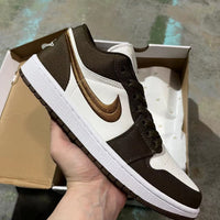 Low Top Sneakers, Brown White Colorway, Lace Up Design, Casual Gift for Sneaker Fans
