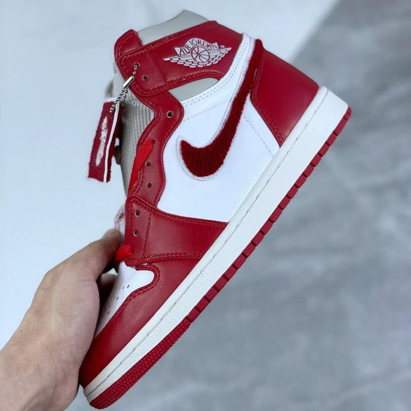 High Top Sneakers, White Red Gray Colorway, Lace Up Design, Casual Gift for Sneaker Fans