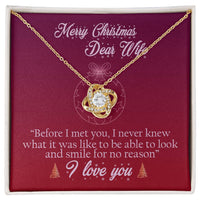 18k Gold Stainless Steel Love Knot Pendant, Christmas Love Knot Necklace for Wife, Message Card Holiday Necklace, Romantic Present for Her