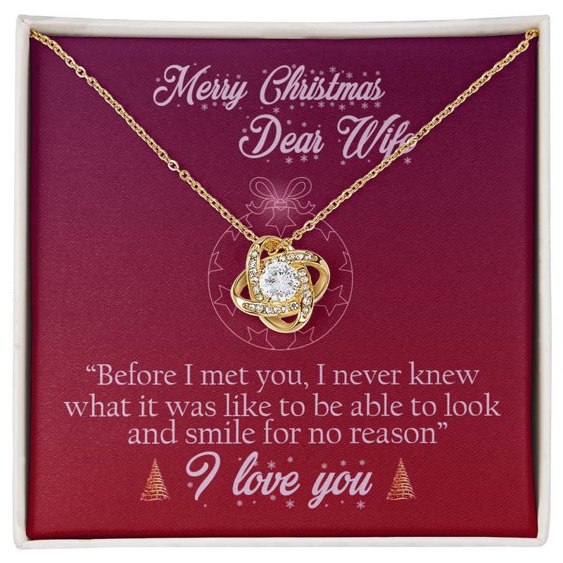 18k Gold Stainless Steel Love Knot Pendant, Christmas Love Knot Necklace for Wife, Message Card Holiday Necklace, Romantic Present for Her