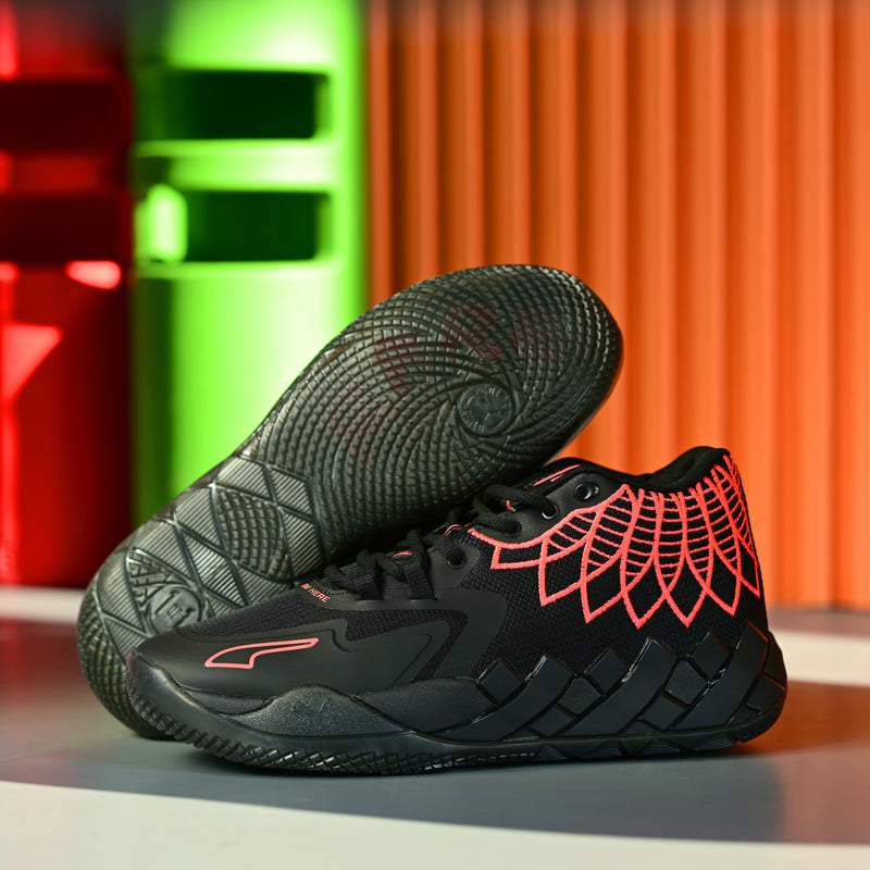 Low Top Sneakers, Black Red Colorway, Casual Gift for Sneaker Fans