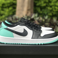 Low Top Golf Shoes, White Black Green Colorway, Lace Up Design, Casual Gift for Shoe Lovers
