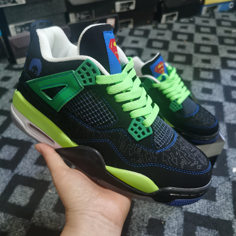 Basketball Shoes, Black Green Colorway, Lace Up Design, Casual Gift for Shoe Lovers