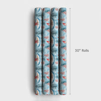 Winter Ice Gift Wrap, Watercolor Paddleboarding Santa Wrapping Paper, Pastel Tree Christmas Gift Wrap, Festive Holiday Wrapping Paper Roll