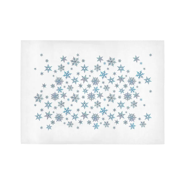Winter Snowflake Area Rug, Blue Snowflake Runner Rug, Christmas Holiday Runner Rug, Kitchen Entryway Floor Mat, Seasonal Home