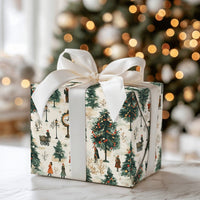 Vintage Street Scene Holiday Gift Wrap, Victorian Christmas Village Wrapping Paper, Nostalgic Xmas Wrapping Paper, Elegant Gift Wrap Roll
