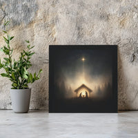Star of Bethlehem Christmas Canvas Wall Art, Nativity Scene Square Canvas, Manger Jesus Canvas Print, Christian Holiday Decor