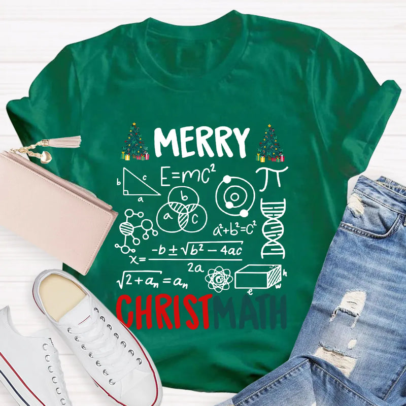 Humorous Christmas Math Pun Tee, Merry Christmath Math Teacher T-Shirt, Holiday Math Teacher Shirt, Adorable Xmas Math Graphic Tee, Teacher Present
