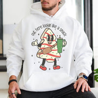 Retro Holiday Snack Cake Sweatshirt, Christmas Tree Cake Hoodie, Nostalgic Xmas Pullover, Humorous Christmas Graphic Hooded Sweater