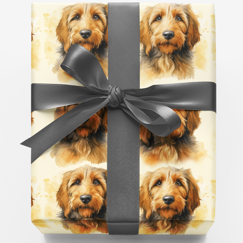 Watercolor Shaggy Puppy Gift Wrap, Goldendoodle Wrapping Paper, Doodle Dog Wrapping Paper Roll, Birthday Present Wrap, Christmas Gift Wrap