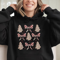 Coquette Bow Holiday Sweatshirt, Christmas Tree Cake Hoodie, Adorable Aesthetic Christmas Pullover, Sweet Winter Hooded Sweater Present for Her