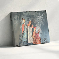 Holy Nativity Religious Canvas Wall Art, Three Wise Men Star of Bethlehem Canvas, Christian Christmas Canvas Print, Faith Home Decor