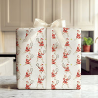 Sporty Santa Holiday Wrapping Paper, Tennis Santa Christmas Wrapping Paper, Watercolor Tennis Player Gift Wrapping Paper, Xmas Gift Wrap