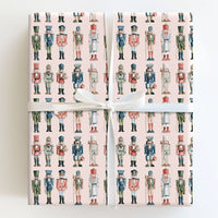 Watercolor Christmas Gift Wrap, Nutcracker Soldier Wrapping Paper, Pink Holiday Present Paper, Nutcracker Ballet Gift Wrap Paper Roll
