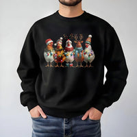 Humorous Farm Animal Holiday Sweater, Christmas Chicken Sweatshirt, Adorable Poultry Lover Crewneck, Festive Farmer Graphic Pullover, Present for Her