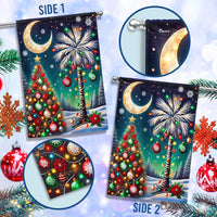 Crescent Moon Holiday Yard Flag, South Carolina Christmas Palmetto Garden Flag, Double-Sided SC Xmas Lawn Flag, Southern Winter Porch Decor