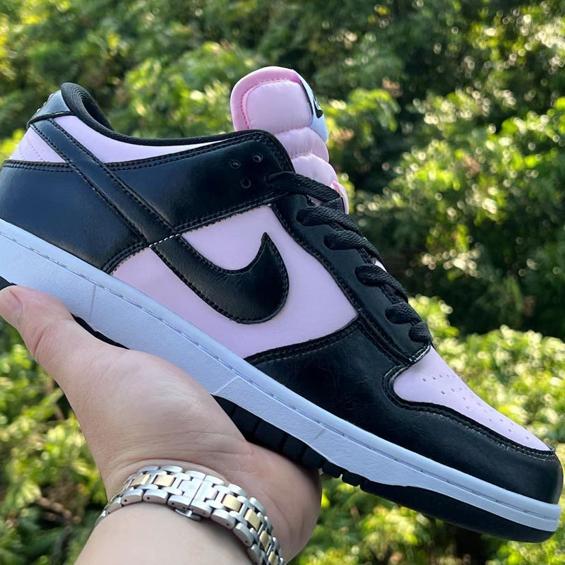 Low Top Sneakers, Black Pink Colorway, Lace Up Design, Casual Gift for Sneaker Fans