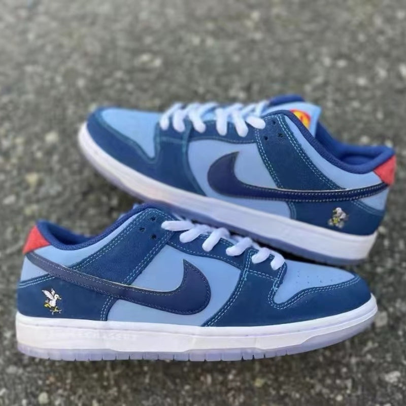 Low Top Skate Shoes, Blue Colorway, Lace Up Design, Casual Gift for Shoe Lovers