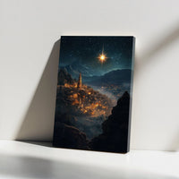 Nativity Village Canvas Print, Star of Bethlehem Canvas Art, Bethlehem Scene Wall Art, Star of Bethlehem Canvas Decor, Christmas Wall Decor