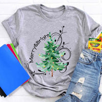 Festive Holiday Graphic Tee, Merry and Bright Christmas Tree Shirt, Retro Xmas Tree T-Shirt, Christmas Season Apparel, Winter Holiday Present