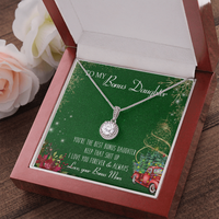 Christmas Greeting Card Pendant Necklace, Bonus Daughter Necklace Present, White Gold Stainless Steel Necklace, Stepdaughter Xmas Present