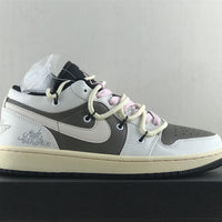 Low Top Sneakers, Gray White Colorway, Lace Up Design, Casual Gift for Sneaker Fans