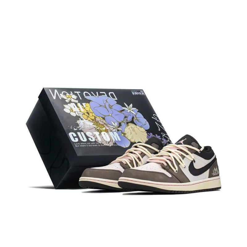 Low Top Sneakers, Brown Colorway, Valentine Design, Lace Up Design, Casual Gift for Sneaker Fans