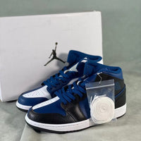 Mid Top Sneakers, Blue White Colorway, Lace Up Design, Casual Gift for Sneaker Fans