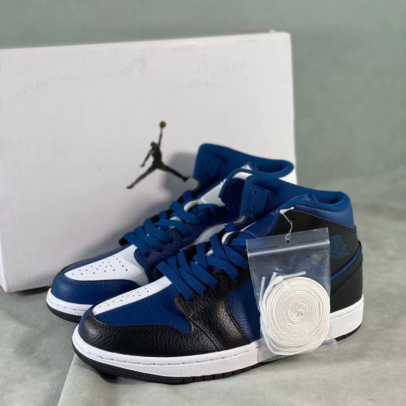 Mid Top Sneakers, Blue White Colorway, Lace Up Design, Casual Gift for Sneaker Fans