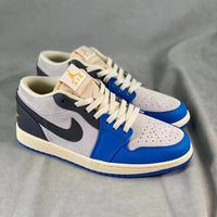 Retro Low Top Sneakers, Blue Cream Colorway, Lace Up Design, Casual Gift for Sneaker Fans