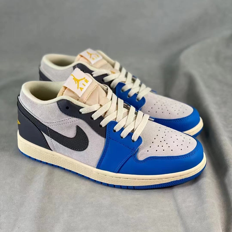 Retro Low Top Sneakers, Blue Cream Colorway, Lace Up Design, Casual Gift for Sneaker Fans