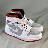 High Top Sneakers, Gray White Colorway, Lace Up Design, Casual Gift for Sneaker Fans
