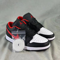 Low Top Basketball Shoes, Black Red Colorway, Lace Up Design, Casual Gift for Shoe Lovers