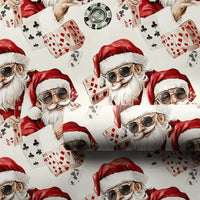 Sunglasses Santa Christmas Gift Wrap, Cool Santa Poker Wrapping Paper, Humorous Casino Wrapping Paper, Gambler Holiday Card Player Gift Wrap