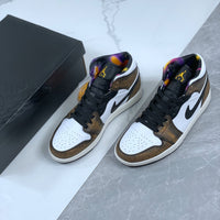 Mid Top Sneakers, White Black Yellow Colorway, Lace Up Design, Casual Gift for Sneaker Fans