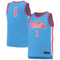 #1 Ole Miss Rebels Replica Basketball Jersey - Light Blue