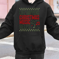 Retro Holiday Music Hoodie, Life Happens Christmas Music Helps Hoodie, Festive Christmas Song Sweatshirt, Adorable Xmas Music Lover Pullover