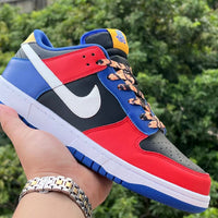 Low Top Sneakers, Blue Red White Colorway, Lace Up Design, Casual Gift for Sneaker Fans