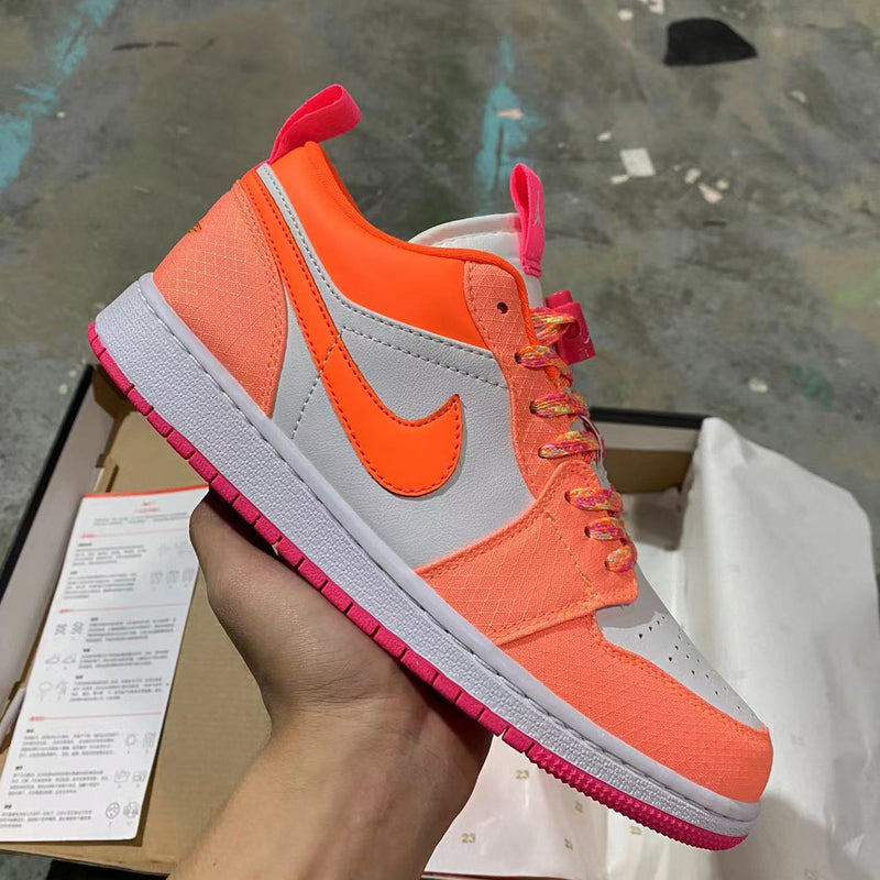 Low Top Sneakers, Orange Colorway, Lace Up Design, Casual Gift for Sneaker Fans
