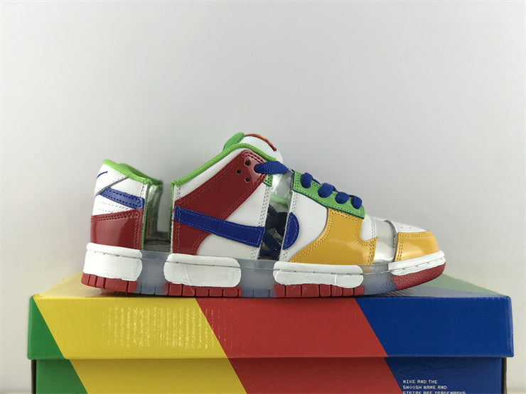 Low Top Sneakers, White Red Green Yellow Colorway, Lace Up Design, Casual Gift for Sneaker Fans