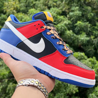 Low Top Sneakers, Blue Red White Colorway, Lace Up Design, Casual Gift for Sneaker Fans