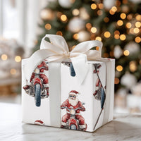 Biker Santa Claus Gift Wrap, Sunglasses Santa Motorcycle Wrapping Paper, Cool Santa Holiday Wrapping Paper, Christmas Motorcycle Gift Wrap